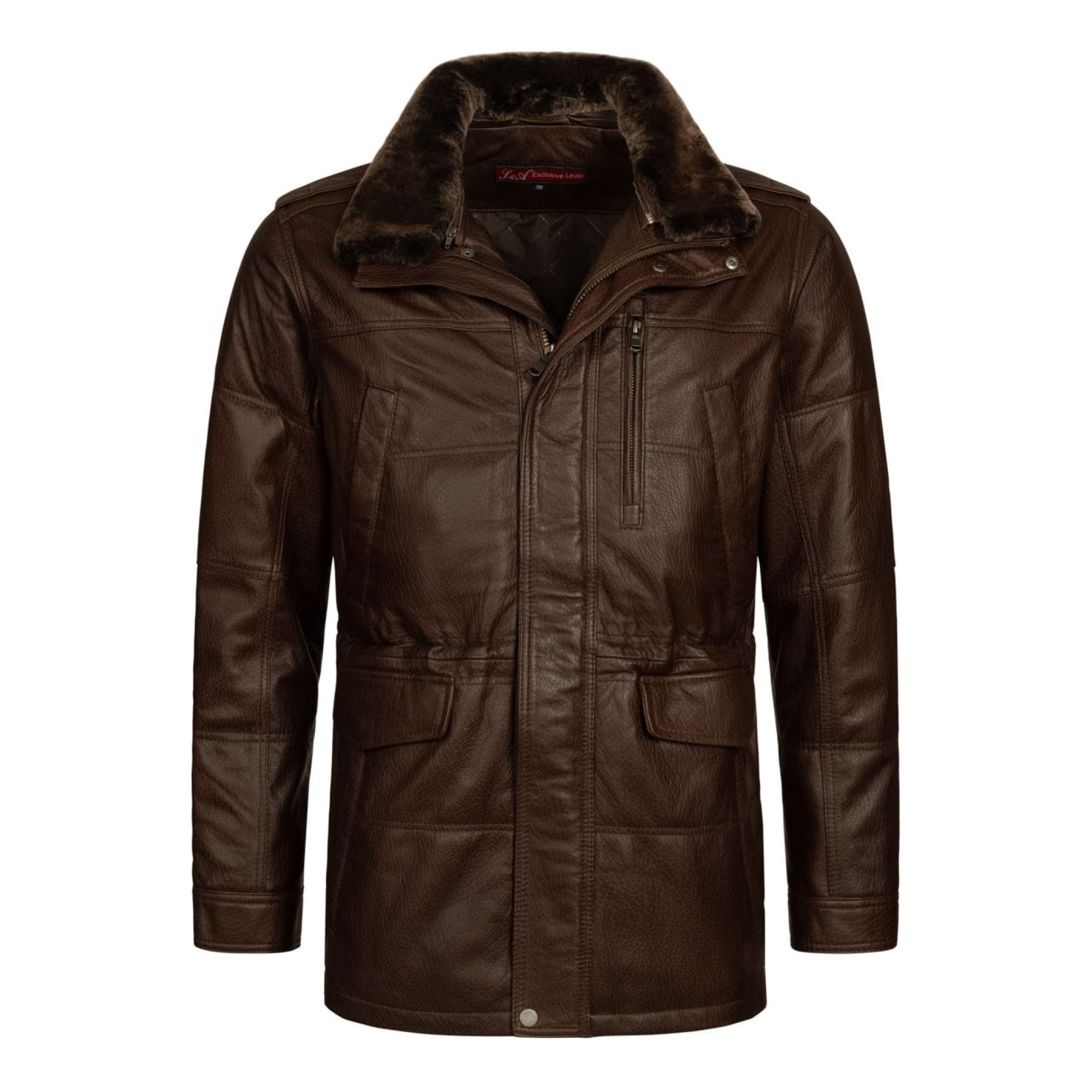 S&A Ledermoden Lederjacke John Abnehmbarer Lammfellkragen günstig online kaufen