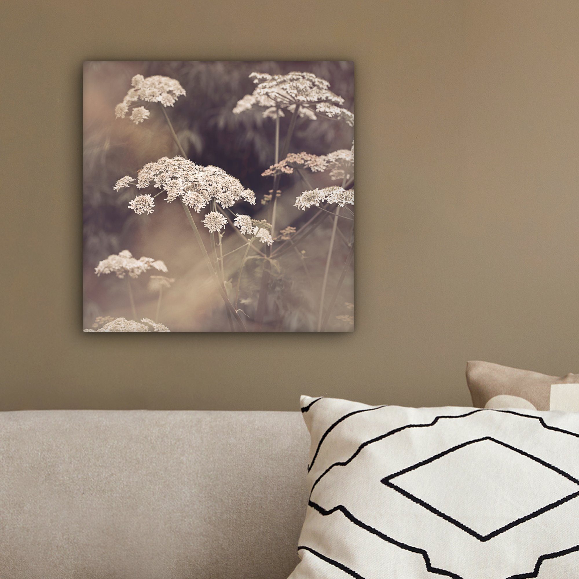 für - Blumen, Schlafzimmer St), Wohnzimmer OneMillionCanvasses® - Leinwandbild - Bilder (1 Pflanze Leinwand Weiß Natur