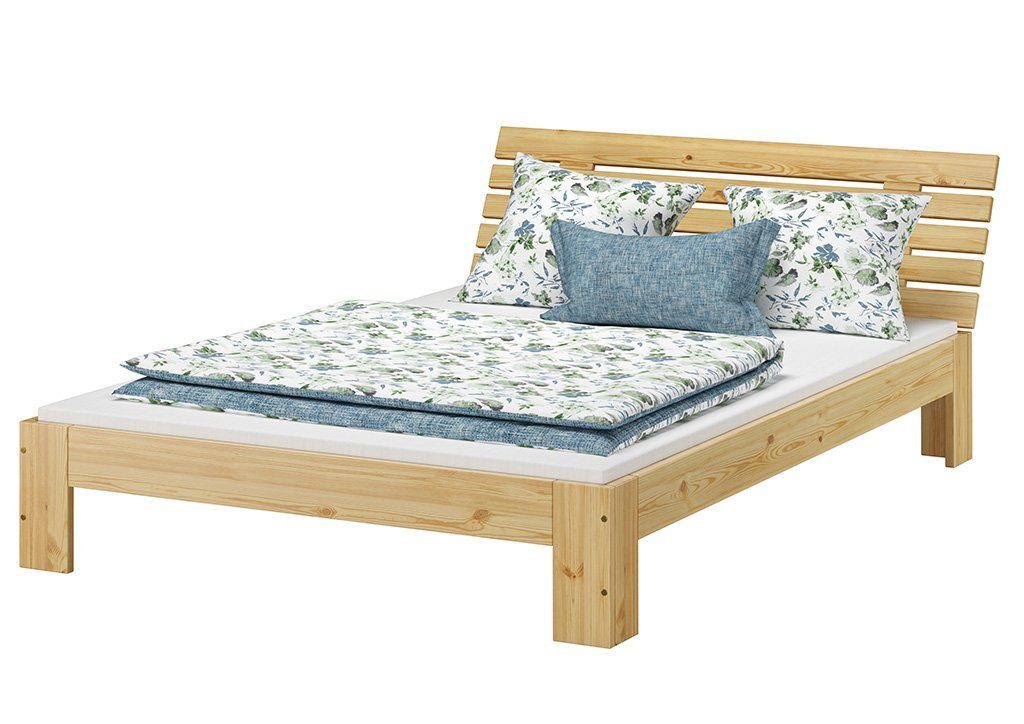 Kiefer ERST-HOLZ u. Kieferfarblos mit Rollrost 140x200 Bett Französisches Matratze, lackiert Bett