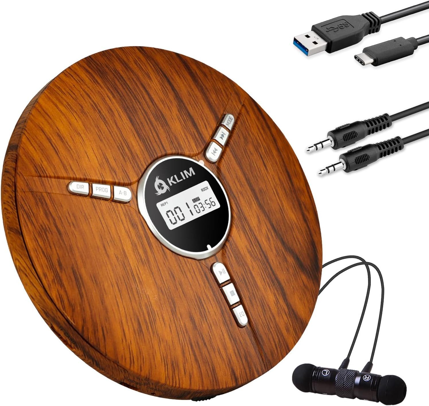 KLIM Tragbarer Discman, inklusive Наушники Stereo-CD Player (hochwertiger CD-Spieler für unverwechselbares Hörerlebnis, MP3)