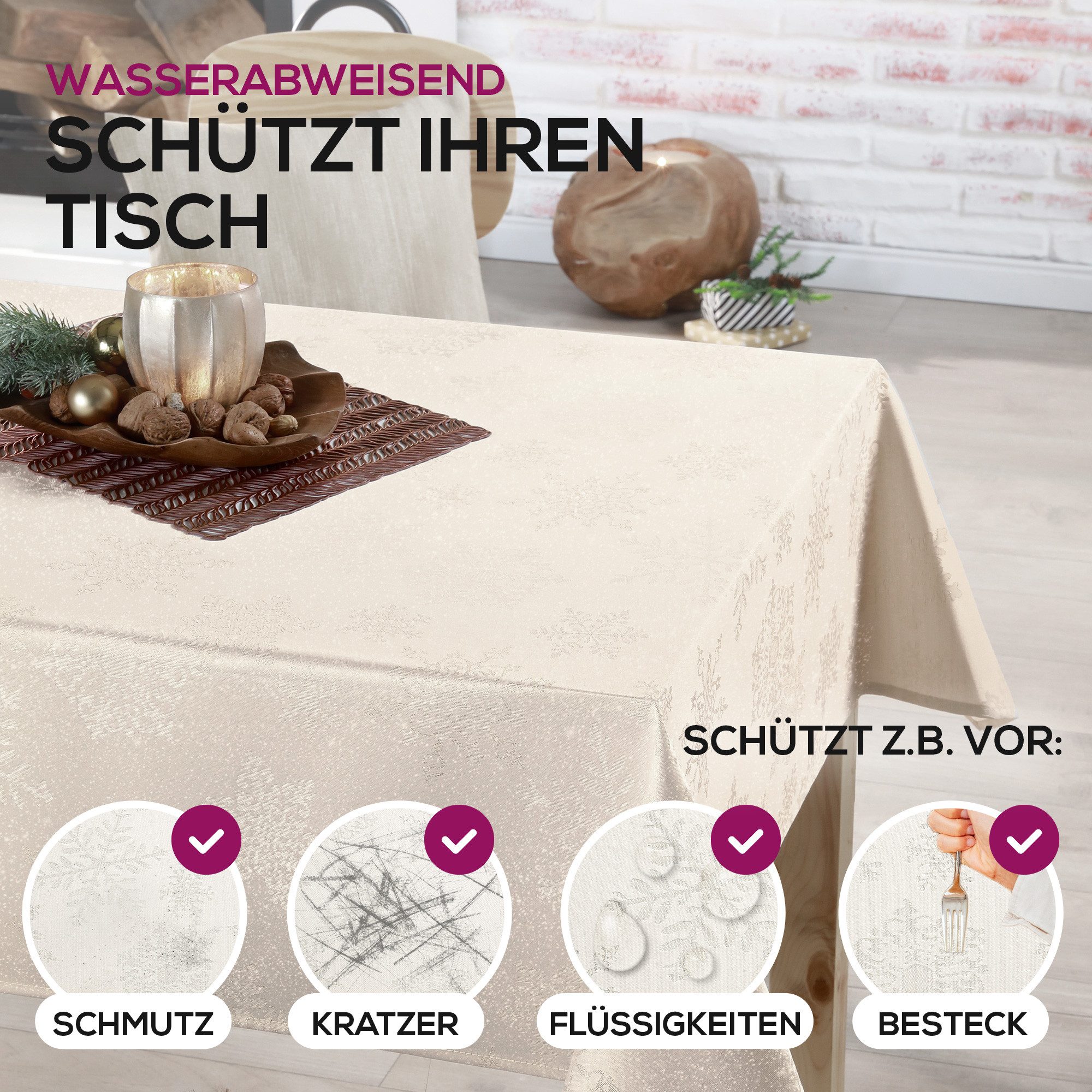 Beautex Tischdecke Lurex Tischdecke Weihnachten, Silber Gold glänzend, Weihnachtstisch (1-tlg)