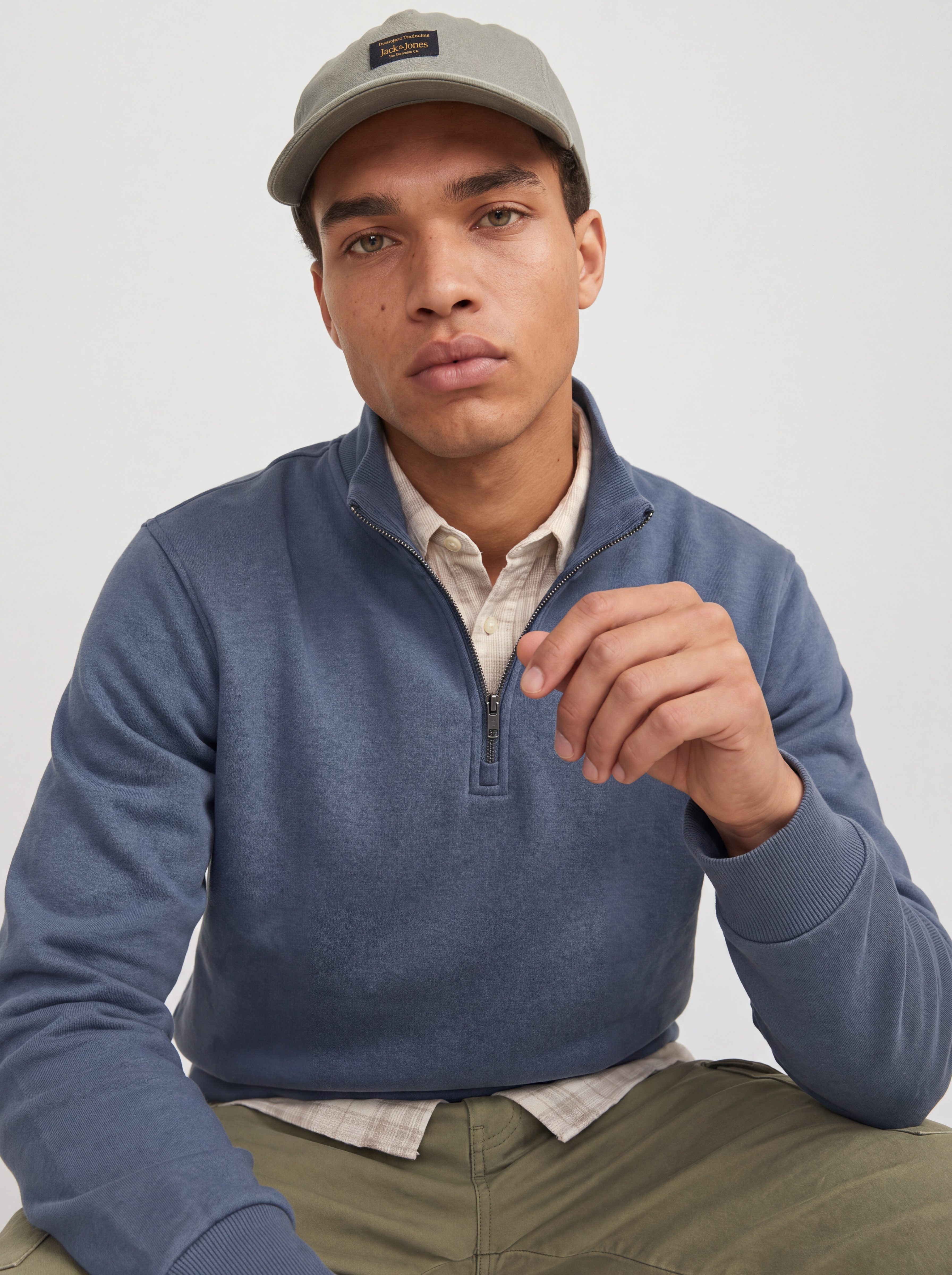 Jack & Jones Sweatshirt JJEBRADLEY SWEAT HALF ZIP NOOS Materialmix, relaxed fit – Bild 2 von 5