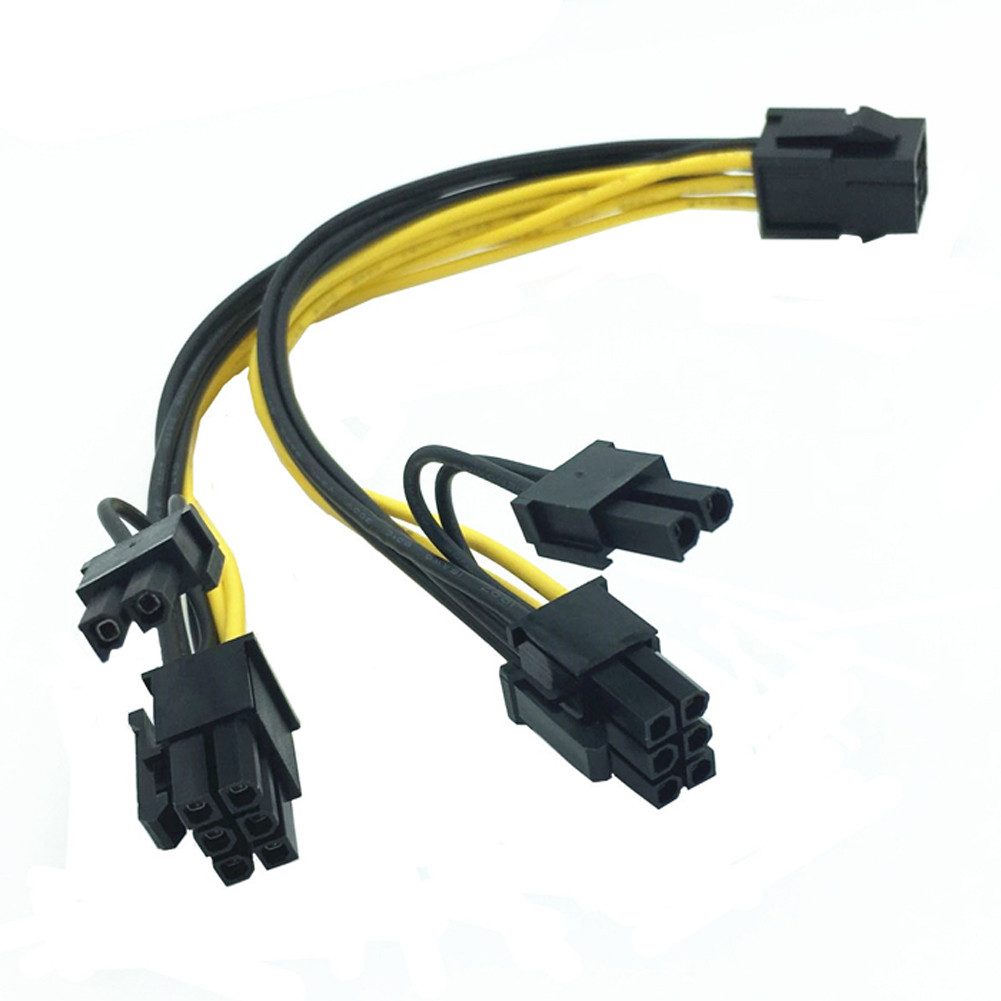Bolwins R01 6pin PCIe auf 2x 8pin Grafikkarte Stromkabel PCI-Express Adapter Stromkabel, PCIe 6-Pin weiblich, 2x PCIe 6+2-Pin männlich (18 cm), PCIe Power Splitter, 6+2-Pin flexibel, kompakte Bauform