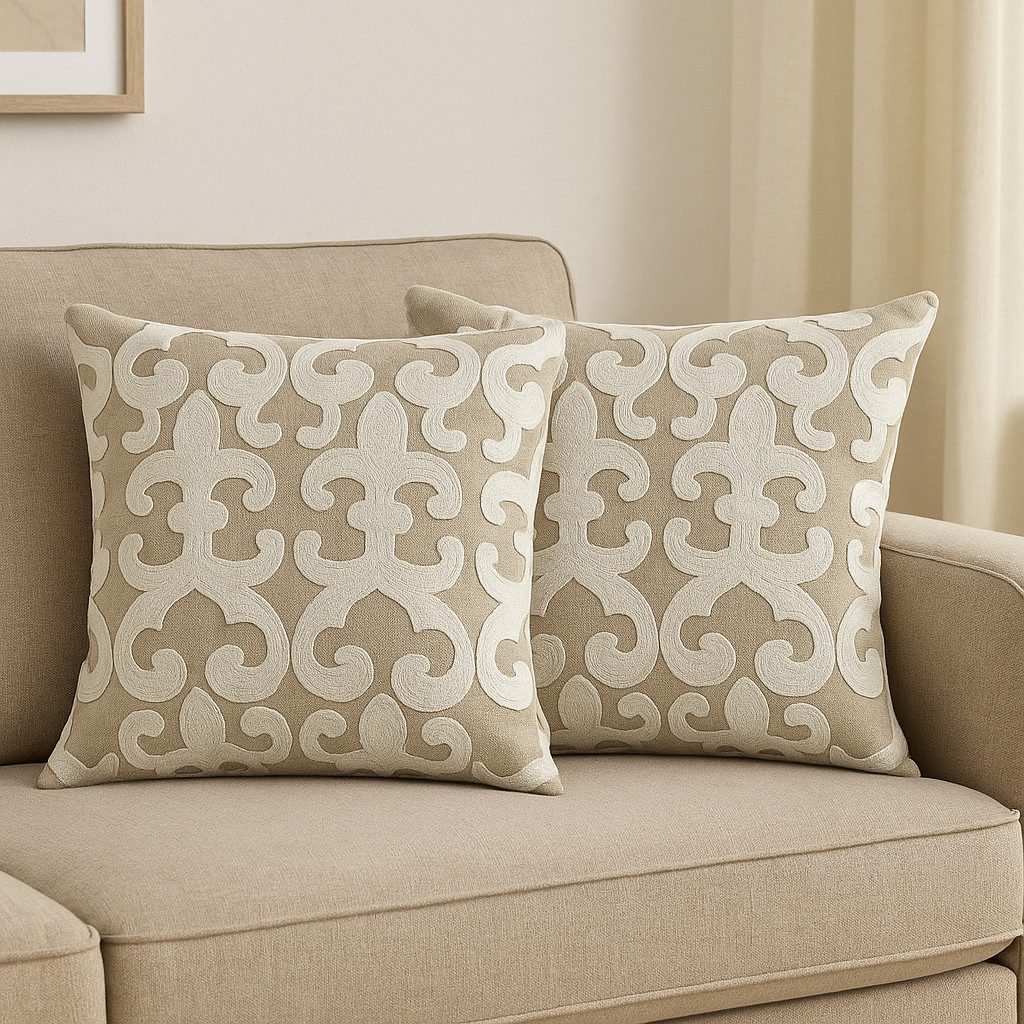 Marrakesch Orient & Mediterran Interior Zierkissen Boho Kissenbezug Kayon handgefertigt aus Baumwolle in Weiß 40 x 40 cm, (1 St)