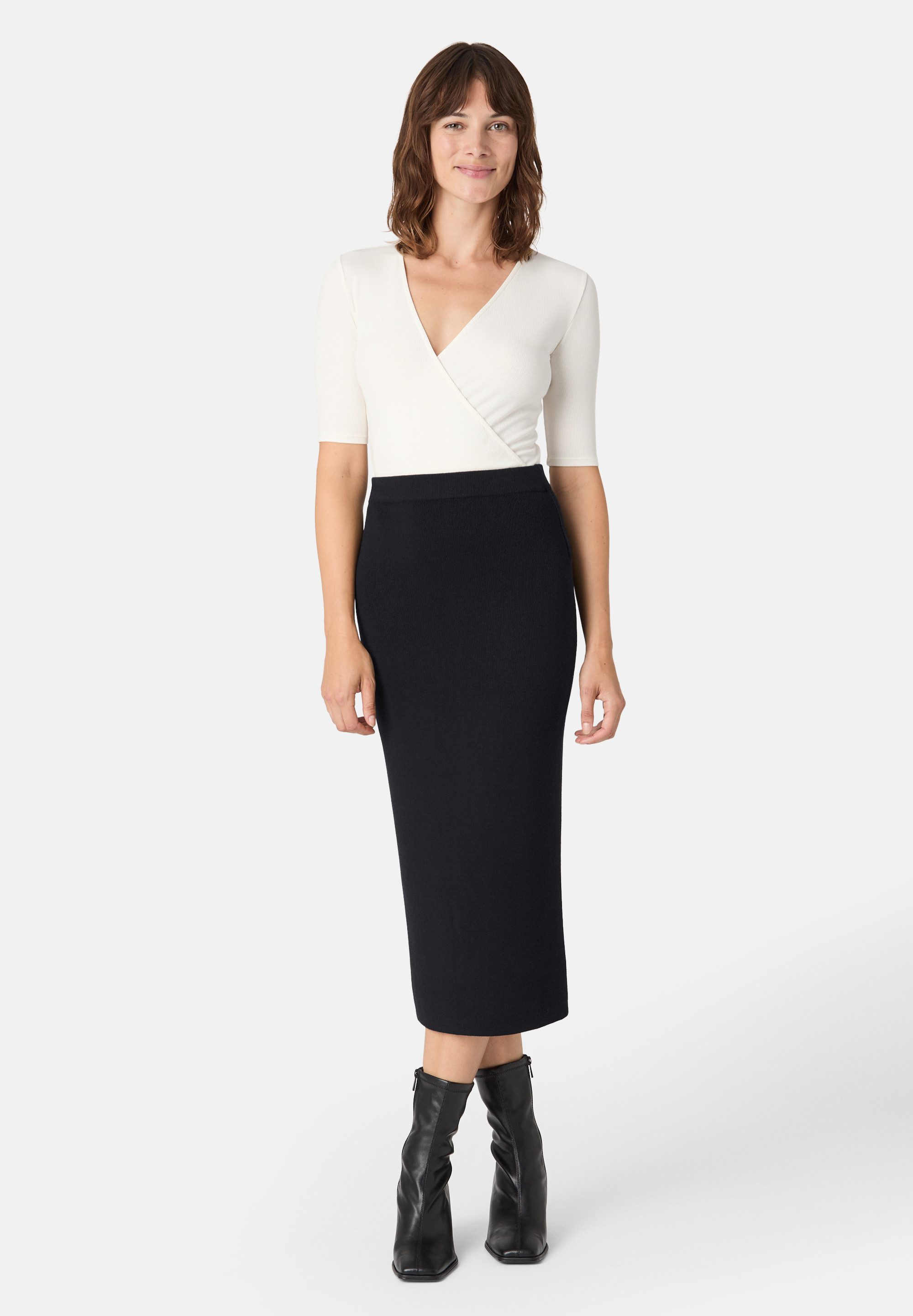 Les Lunes Sommerrock KATIIE Skirt Fine Knit Midi Rib Feinripp, Midi, Bleistiftrock, Gehschlitz, Elastischer Bund