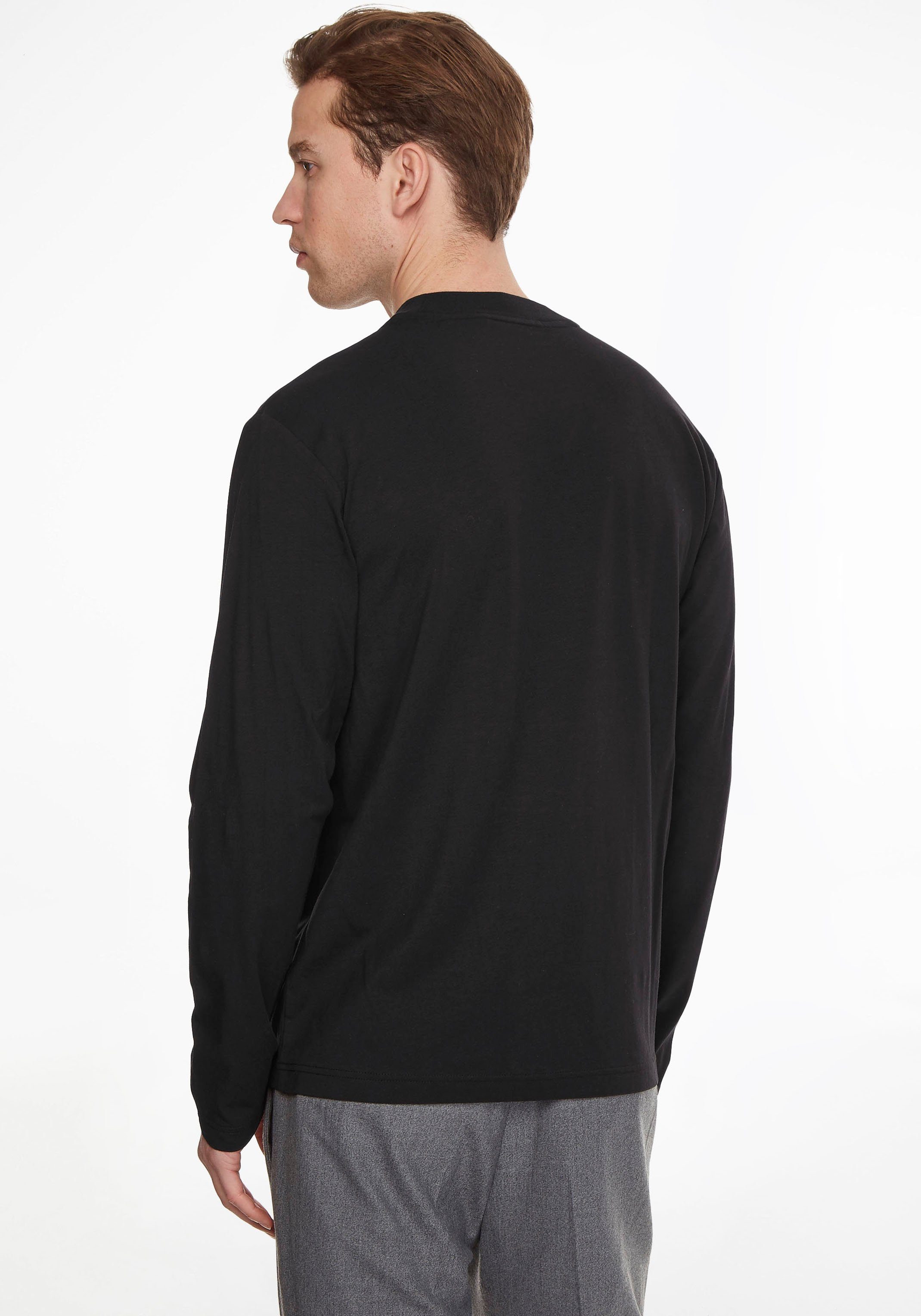 Calvin Klein Langarmshirt MICRO LOGO T-SHIRT LS MOCK Mock-Kragen ck NECK black mit