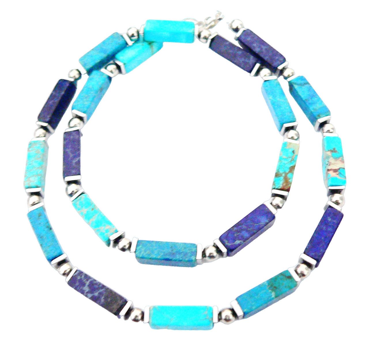 traumschmuck Collier 226nn Collier Schmuck-Edelstein Jaspis blau petrol tür günstig online kaufen