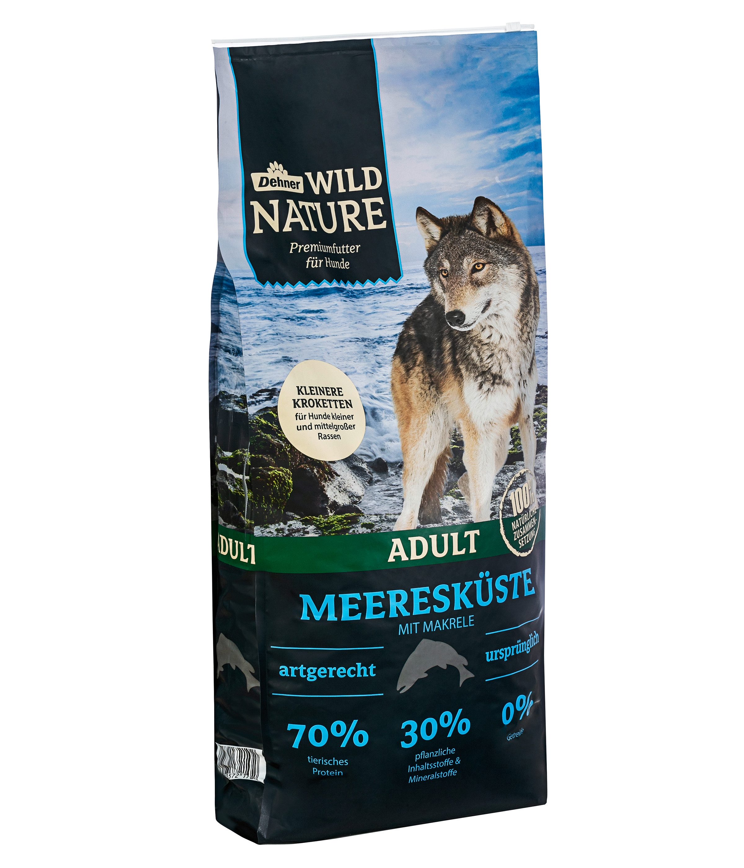 Dehner Wild Nature Hundefutter Meeresküste, Makrele Makrele, Trockenfutter für: Hunde, getreidefreies Trockenfutter für ausgewachsene Hunde