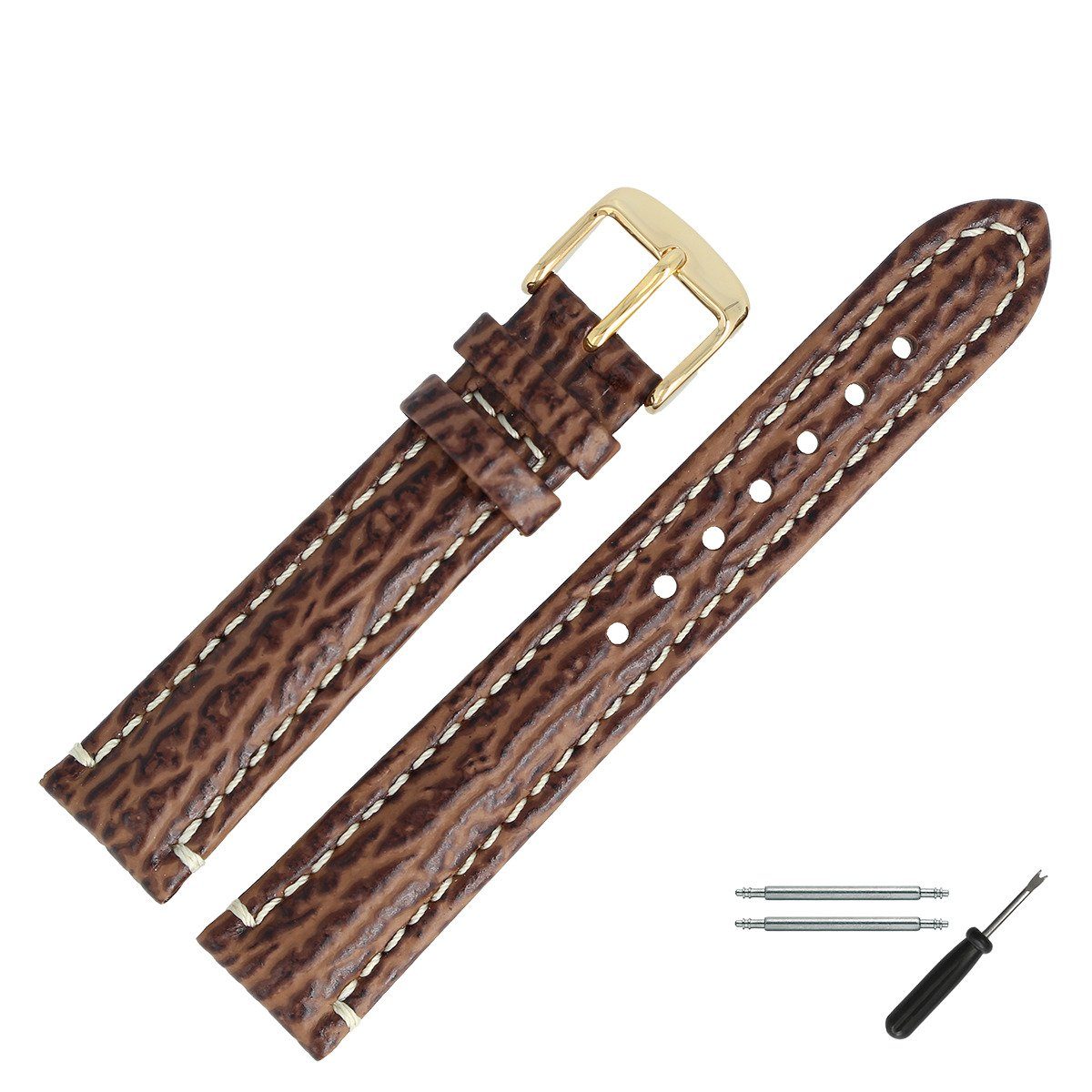 MARBURGER Uhrenarmband 20mm Leder Hai Prägung günstig online kaufen