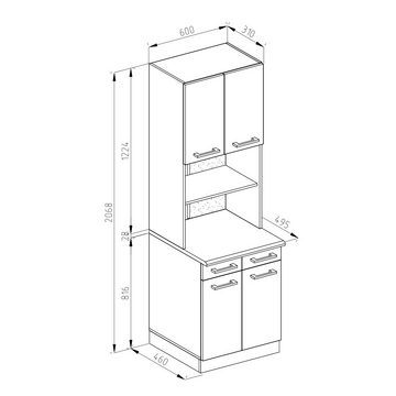 Vicco Küchenzeile R-Line, Weiß Hochglanz, 60 cm