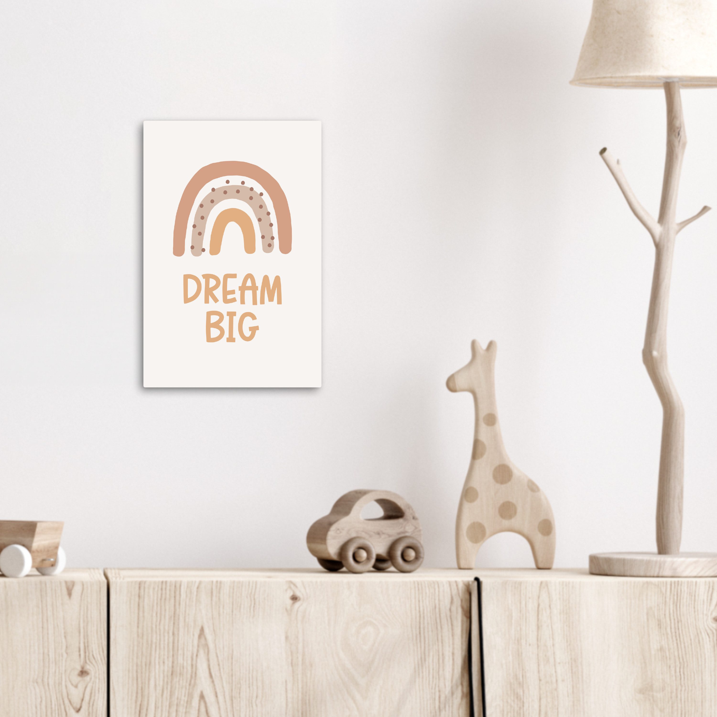 OneMillionCanvasses® Leinwandbild Kinder - Regenbogen - Pastell - Zitat - Dream Big, Fotodruck (1 St), Kinderzimmer Deko, Mädchen und Jungen Bilder 20x30 cm – Bild 3 von 5