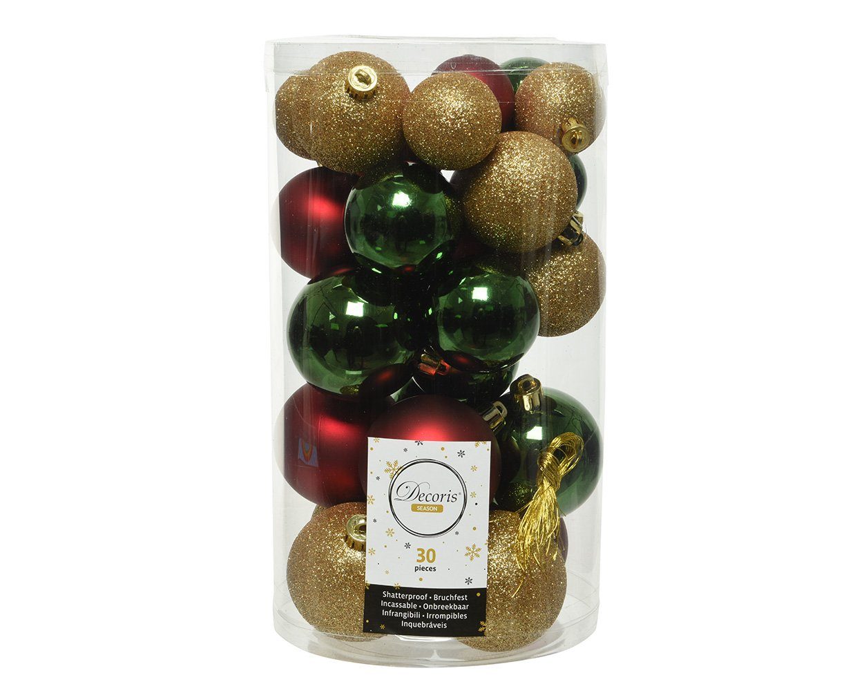 Decoris season decorations Weihnachtsbaumkugel, Weihnachtskugeln Kunststoff Mix 4-6cm bunt, 30er Set