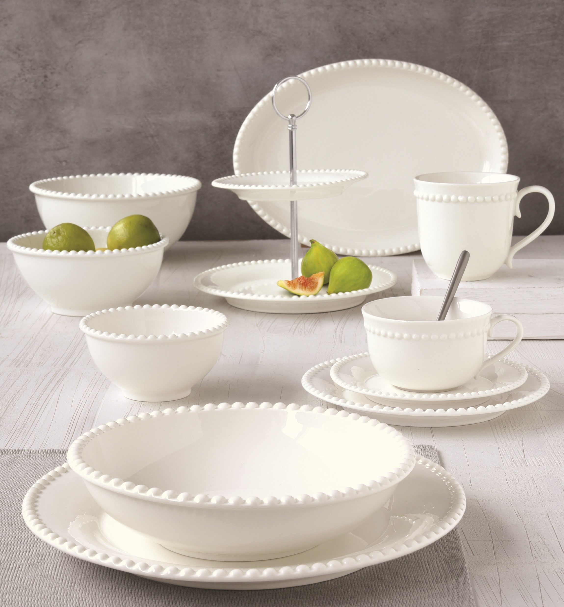 EasyLife Speiseteller Tiffany, Spülmaschinengeeignet, Weiß, Punkte, H: 1cm