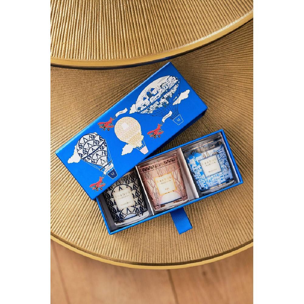 Baobab Duft-Set Duftkerzen Trio Travel Candles Manhattan Paris Mykonos (3er-Set) (3x30