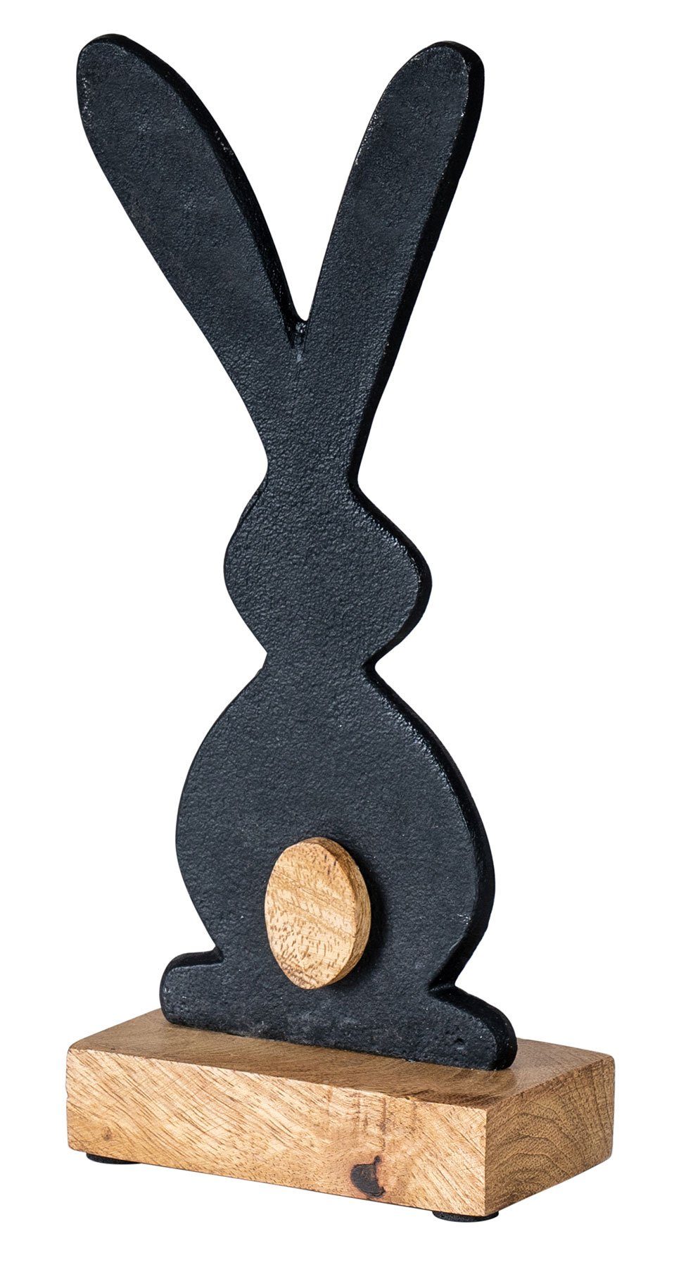 Levandeo® Osterhase, Tischdeko Hase H21cm Mango Holz Schwarz Osterhase Osterdeko Variante 8