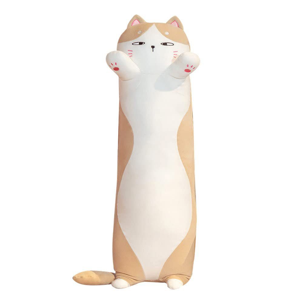 zggzerg Tierkuscheltier Langes Katzen Körperkissen Plüsch-Kuschelkissen wei günstig online kaufen