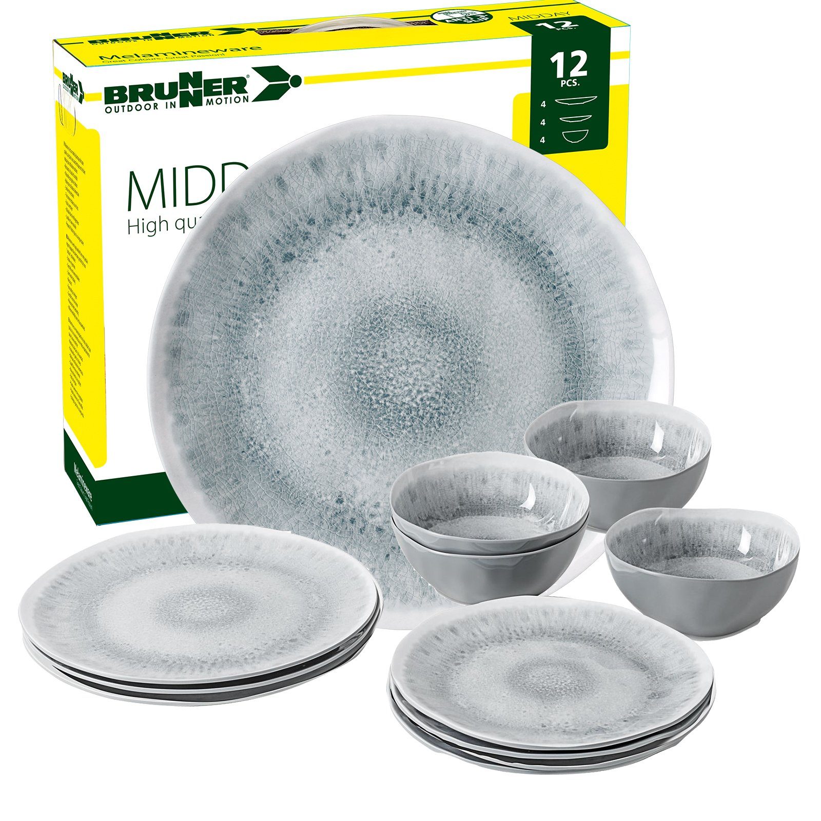 BRUNNER Geschirr-Set BRUNNER Camping Geschirrset PEARL (8, 12, 16, 36-Teile) Rutschfest (12-tlg)