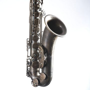 Monzani Saxophon, MZTS-580 Tenor-Saxophon, Unlackiert, Messingkorpus, Handgraviert, Vintage Sound, Inklusive Mundstück, Wischer, Koffer, Gurt, Ideal für Profis und Anfänger, Tenor-Saxophon, Messingkorpus, Handgraviert