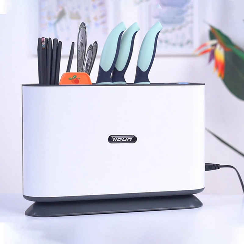 KINSI Kochbesteckhalter Smart Messer-Sterilisator,Küchenorganisator,Trockner für Messer, UV-Desinfektion,USB- und Solarladung,Desinfektion Schneidebrett