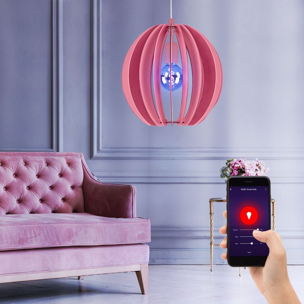 etc-shop Smarte LED-Leuchte, Leuchtmittel inklusive, Kaltweiß, Warmweiß, Neutralweiß, Tageslichtweiß, Farbwechsel, Smart Home Decken Hänge Lampe pink Alexa Google App Kinder