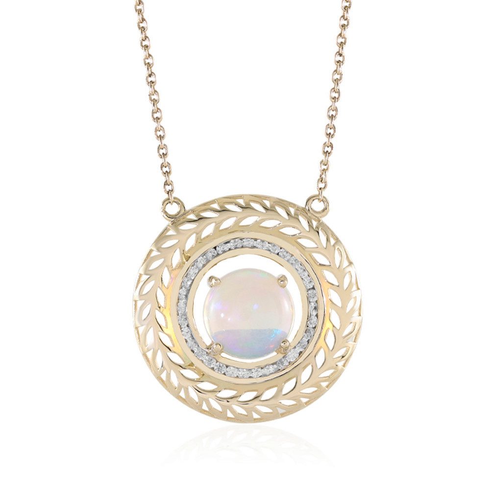 Cavill Goldkette Cavill Goldcollier 9K mit 0,99 ct Welo Opal & 32 Zirkonen, 45,5 cm (1-tlg)
