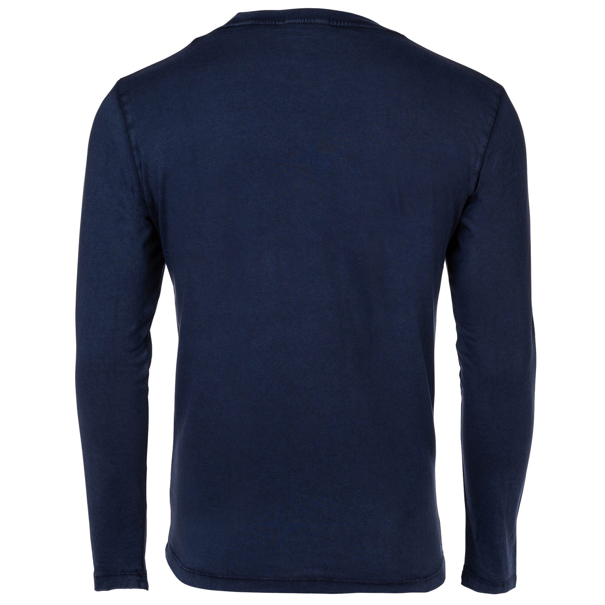 Baumwolle, Herren Replay Jersey Longsleeve, Dunkelblau T-Shirt Rundhals,