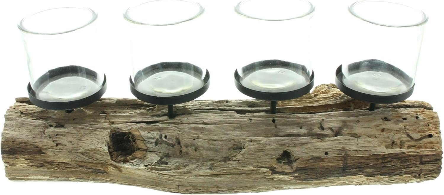 Dekoleidenschaft Kerzenhalter "Rustikal" aus verwittertem Holz, günstig online kaufen