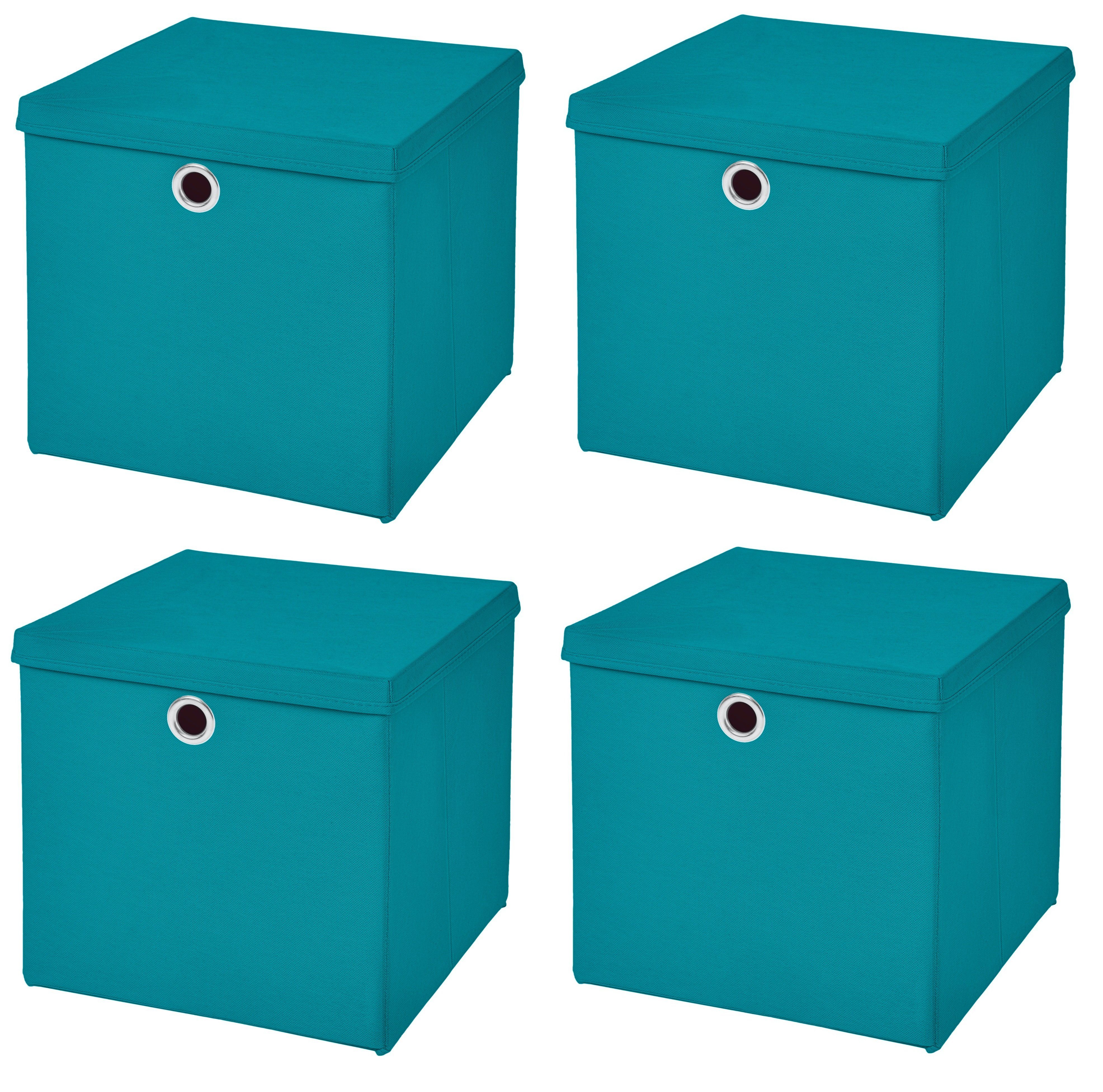 StickandShine Faltbox 4er SET 33 x 33 x 33 cm mit Deckel – perfekt für KALLAX - 19 Farben
