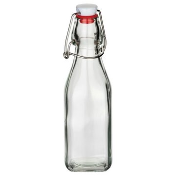 gouveo Trinkflasche Glasflasche 250 ml eckig mit Bügelverschluss rot - Leere Flasche 0,25l, 12er Set - Bügelflasche 250 ml