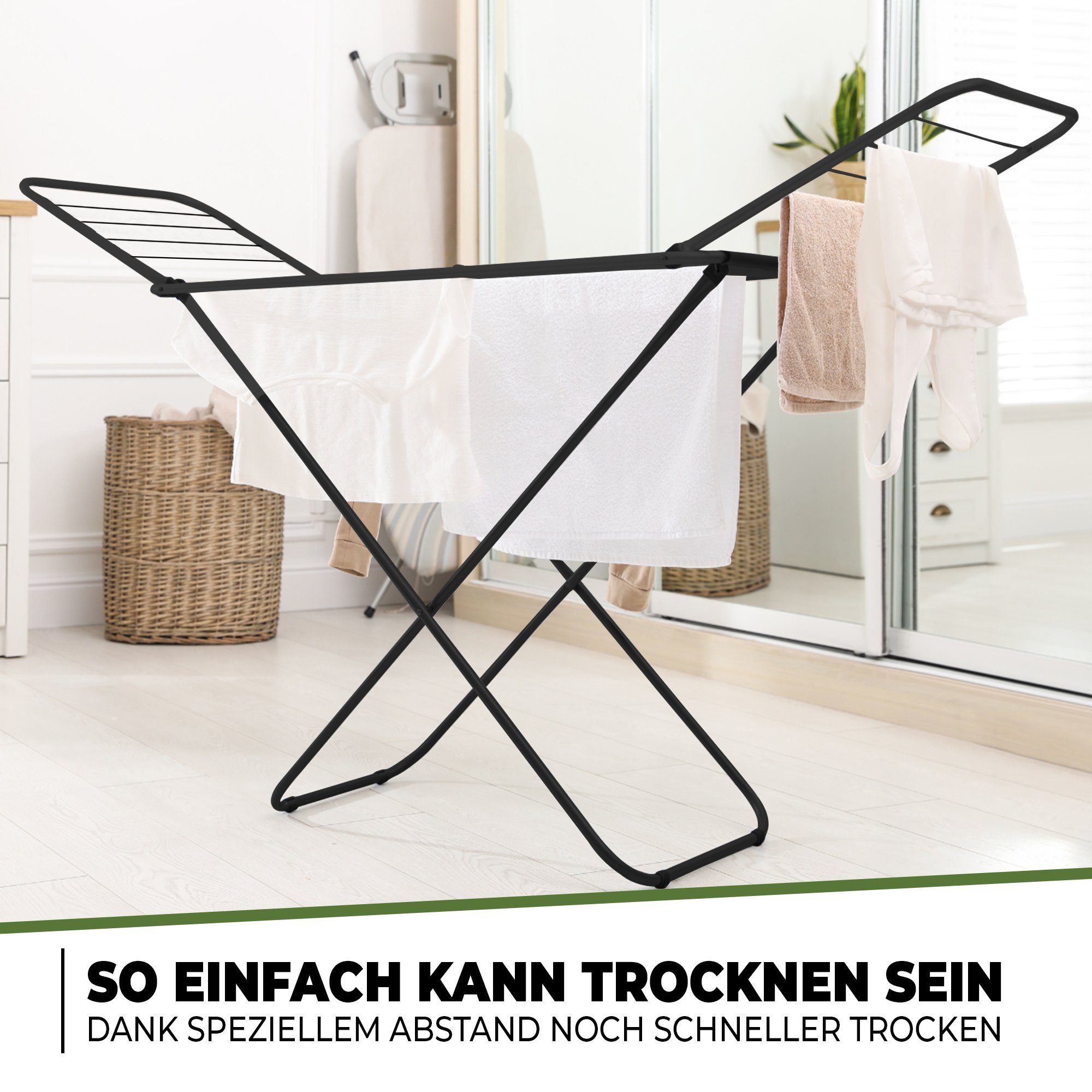 18m klappbarer extra Wäschetrockner, GmbH COMMERCE STAHLMANN ausziehbarer Wäscheständer Wäscheständer Flügelwäscheständer, stabiler