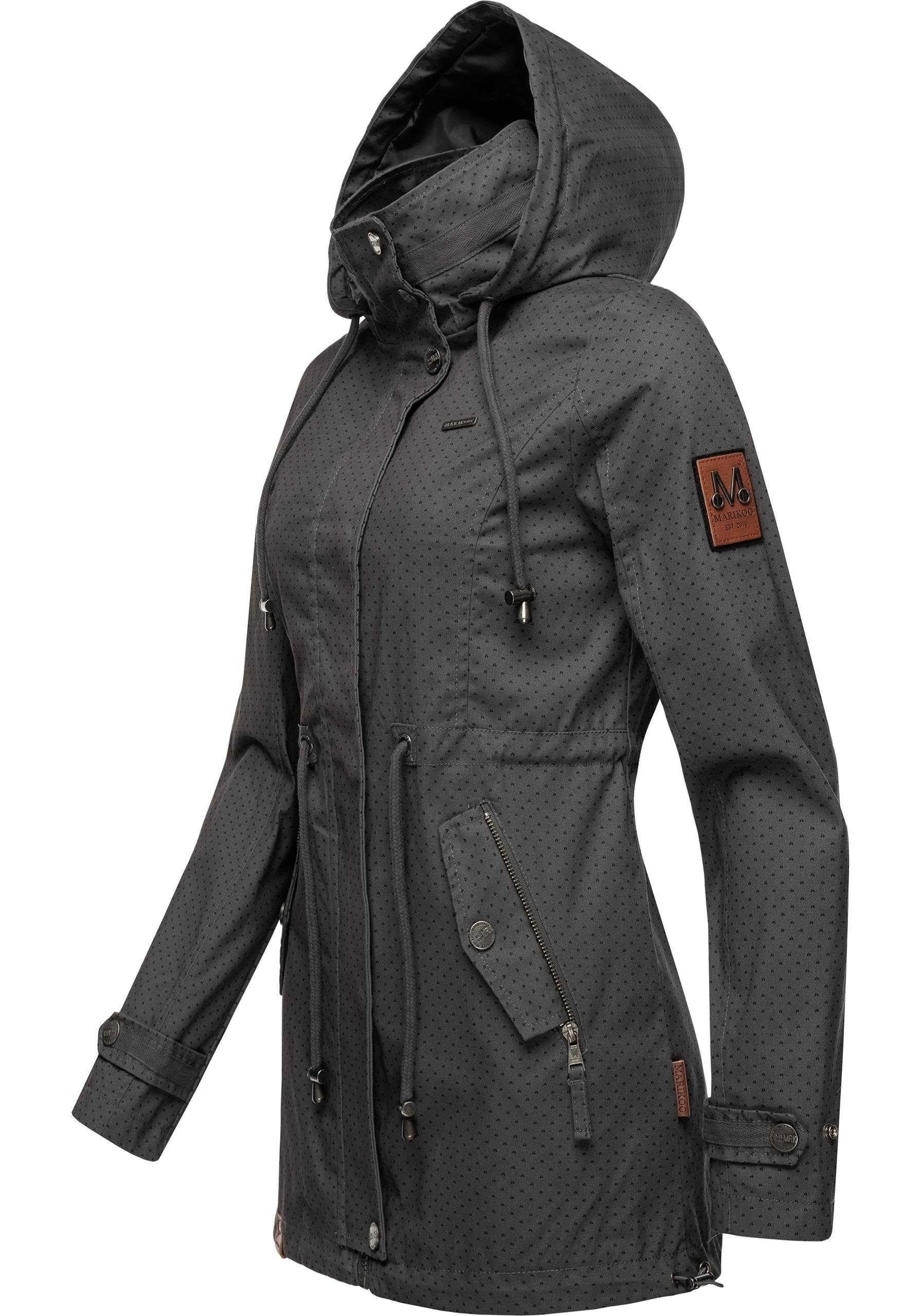 Marikoo Outdoorjacke Nyokoo modische Baumwoll Übergangsjacke mit großer Kapuze