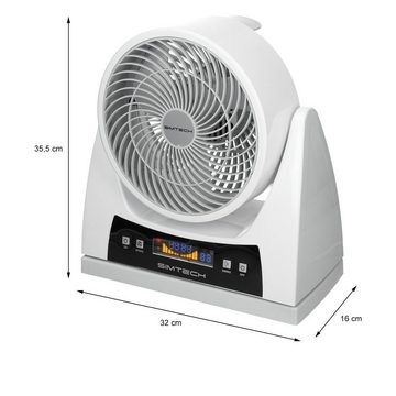 ECD Germany Tischventilator Ventilator Digitaldisplay weiß, 40W, 32x16x35.5 cm