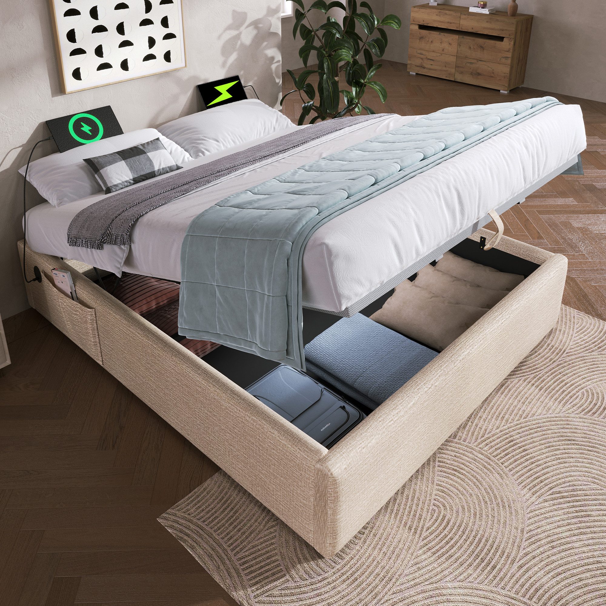REDOM Polsterbett Ohne Kopfteil (Funktionsbett, Struraumbett günstig online kaufen