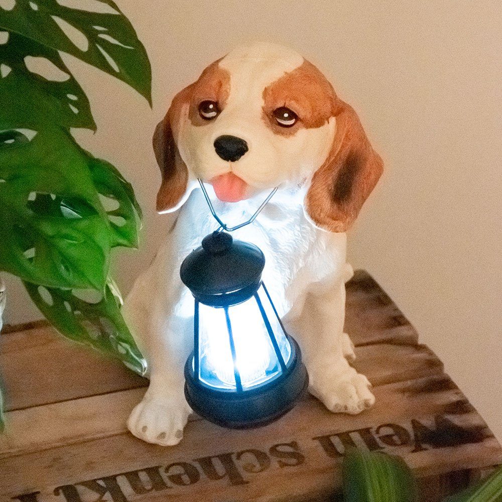 LED etc-shop für Solarleuchte Dekoleuchte Hund verbaut, Solar Solarlampe Dekofigur, LED-Leuchtmittel fest Garten