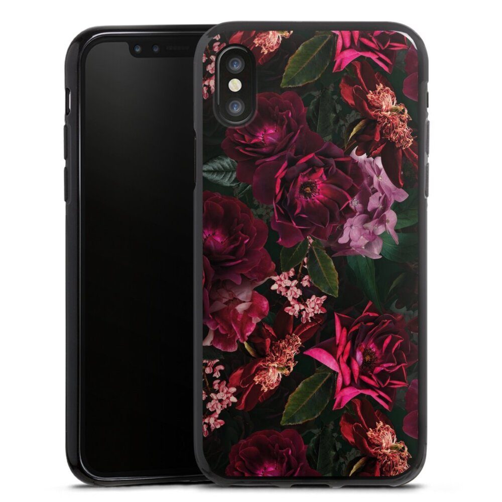 DeinDesign Handyhülle Rose Blumen Blüte Dark Red and Pink Flowers, Apple iPhone X Silikon Hülle Bumper Case Handy Schutzhülle