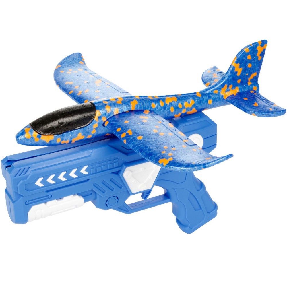 Toi-Toys Spielzeug-Flugzeug Flugzeug mit Pistole, Schaumstoff-Flugzeug zum Schießen