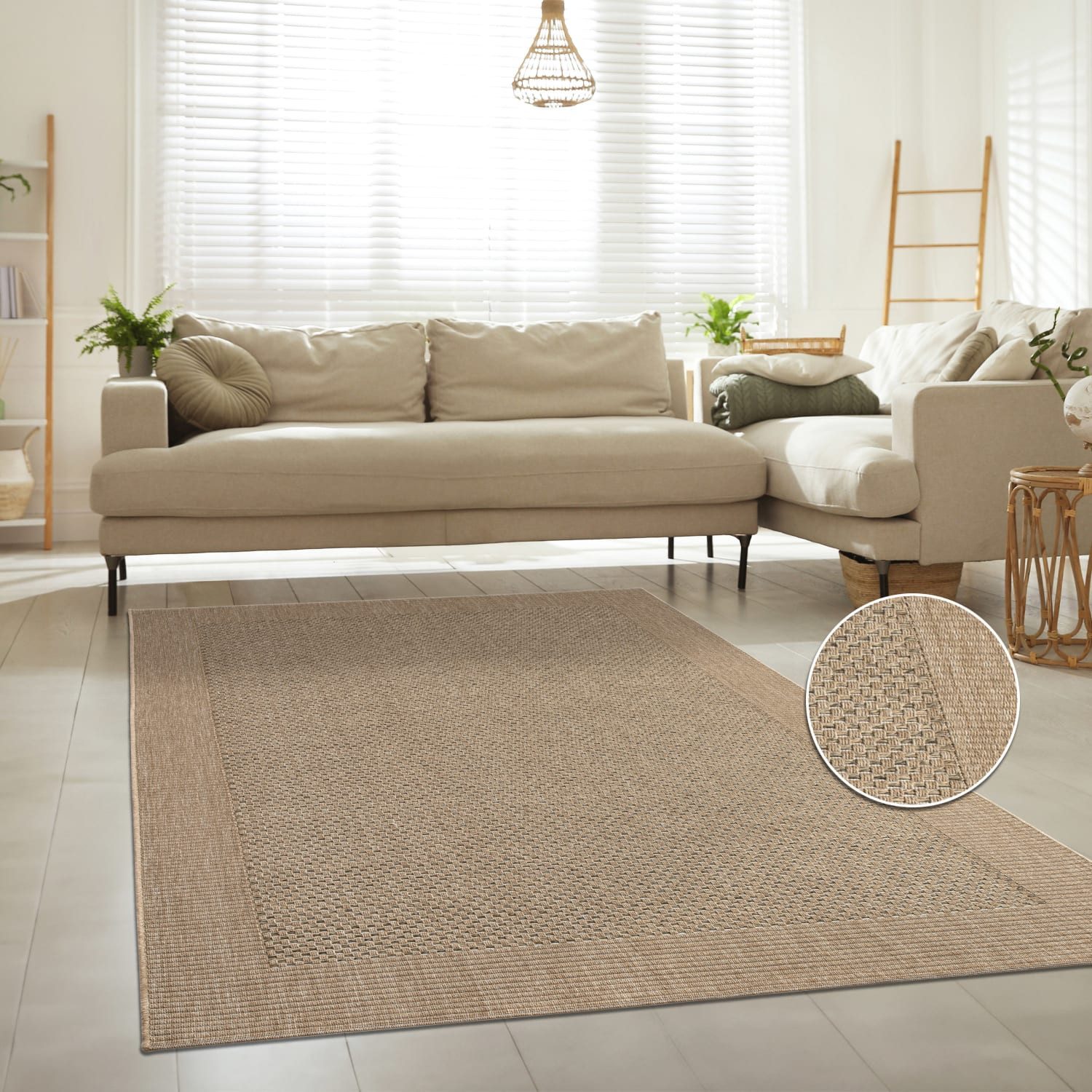KADIMA DESIGN Teppich Unifarben Bordüre Wohnzimmer schmutzabweisend Teppich Kurzflor, Läufer, Höhe: 4 mm, 100% Polypropylen, Rücken aus …