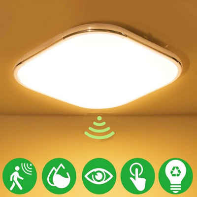 LETGOSPT Deckenleuchte Ultraslim Deckenlampe Radar Sensor, LED Deckenleuchte, 30 x 30 x 5cm, LED fest integriert, ‎Kaltweiß, Warmweiß, IP44, Sensor-Deckenleuchte, für Badezimmer Schlafzimmer Wohnzimmer Küche