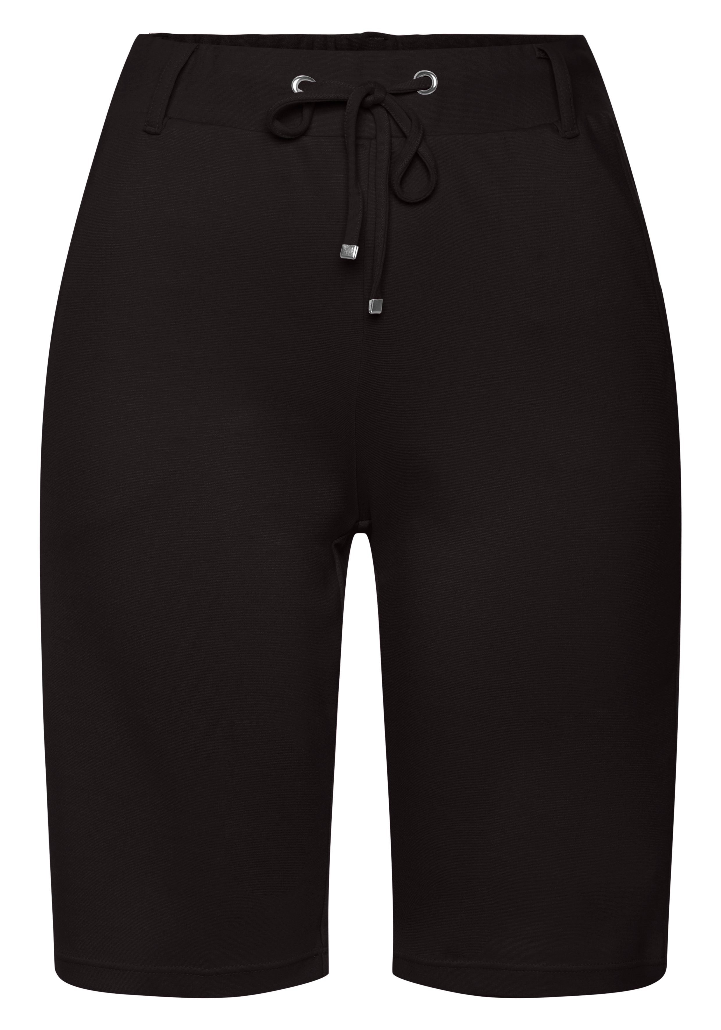 LASCANA Shorts mit Gürtelschlaufen und Bindeband schwarz