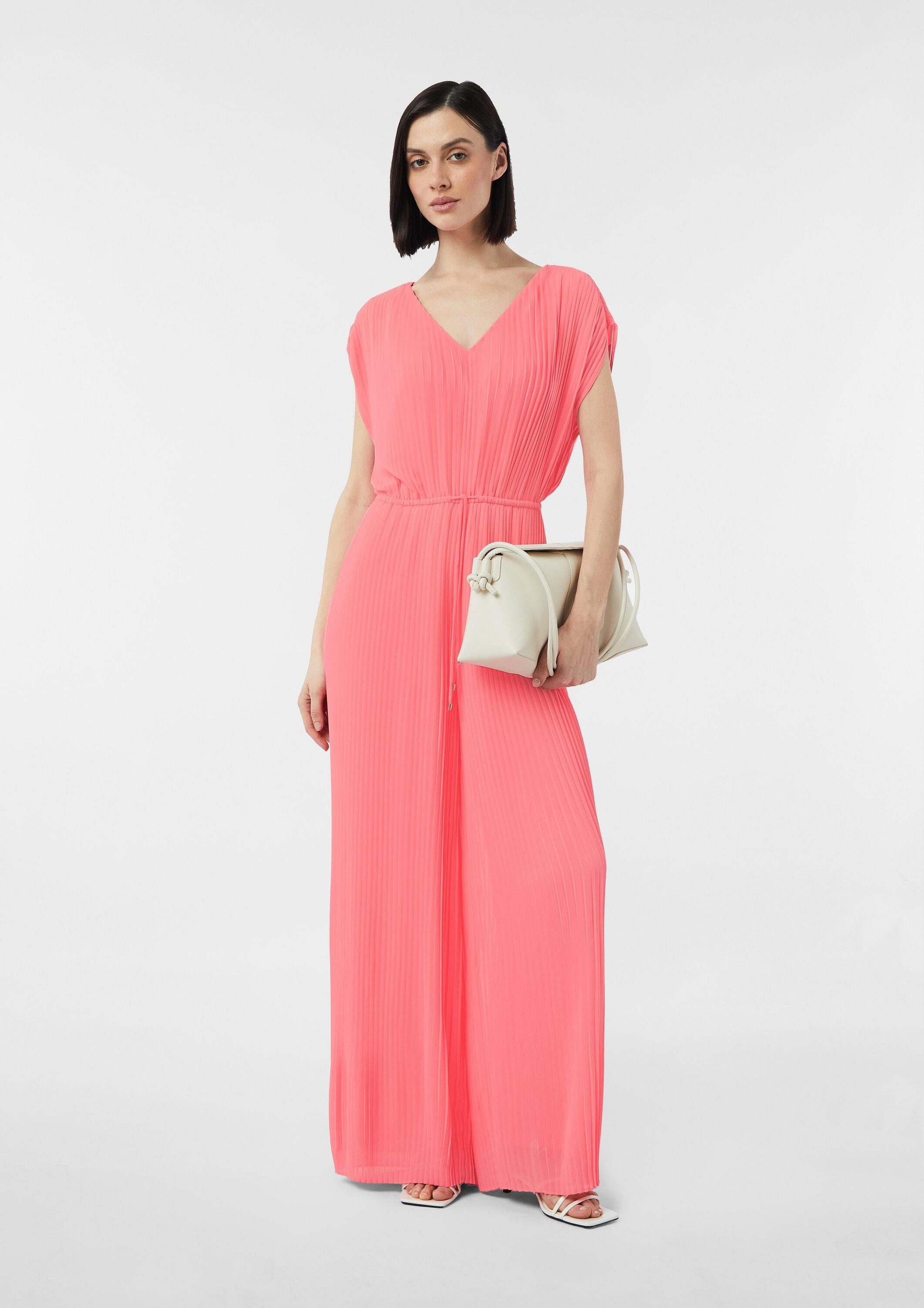 comma Jumpsuit Overall Plissierter Overall mit Bindedetail