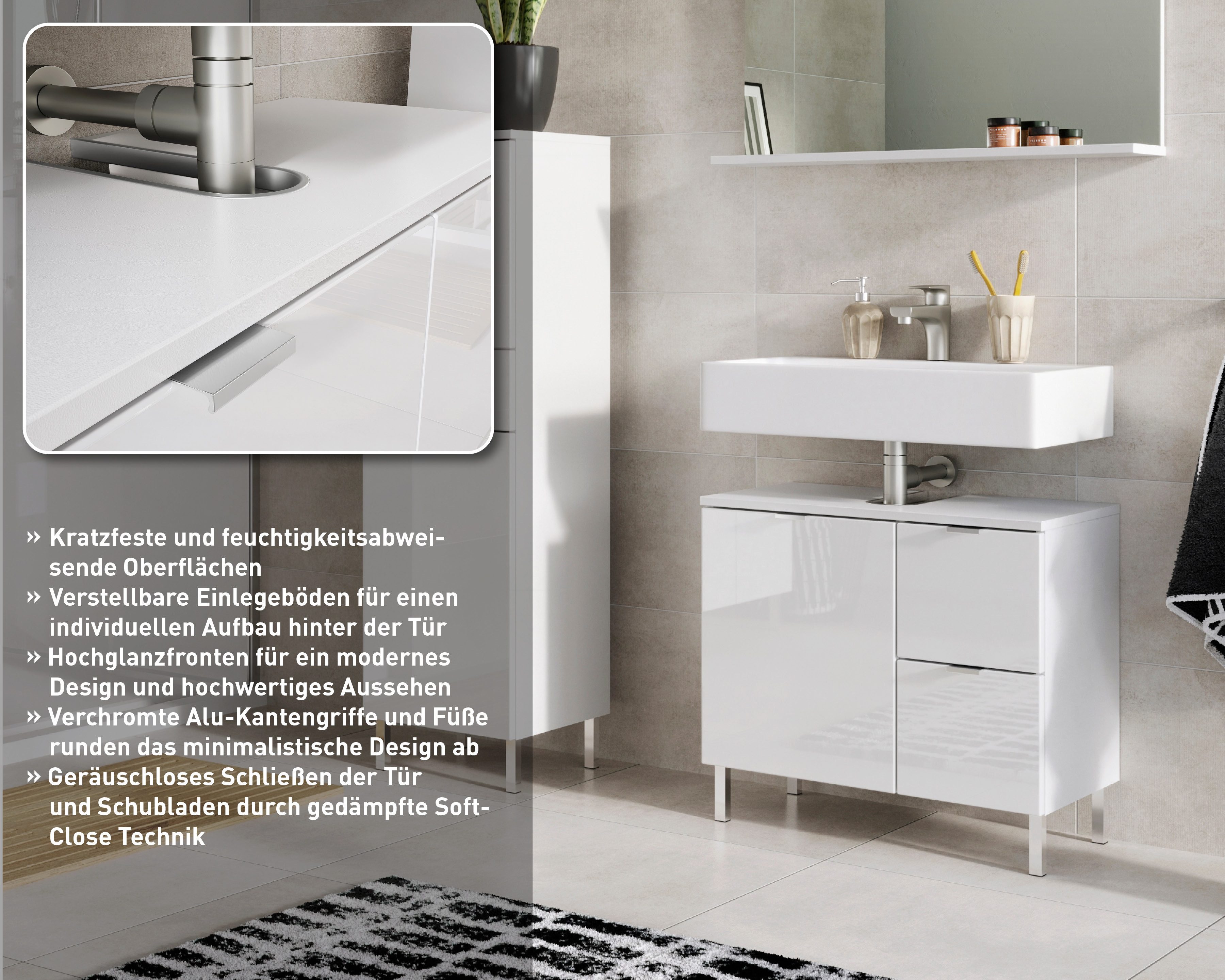 GERMANIA Waschbeckenunterschrank GW-Mauresa in 2 Breiten, mit Schublade (Klappe), Soft-Close, Made in Germany