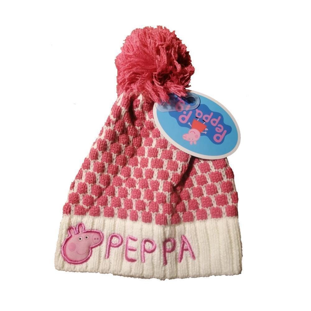 EplusM Strickmütze Warme Peppa Pig Strickmütze mit Bommel / Pompons, Bommelmütze, Größen