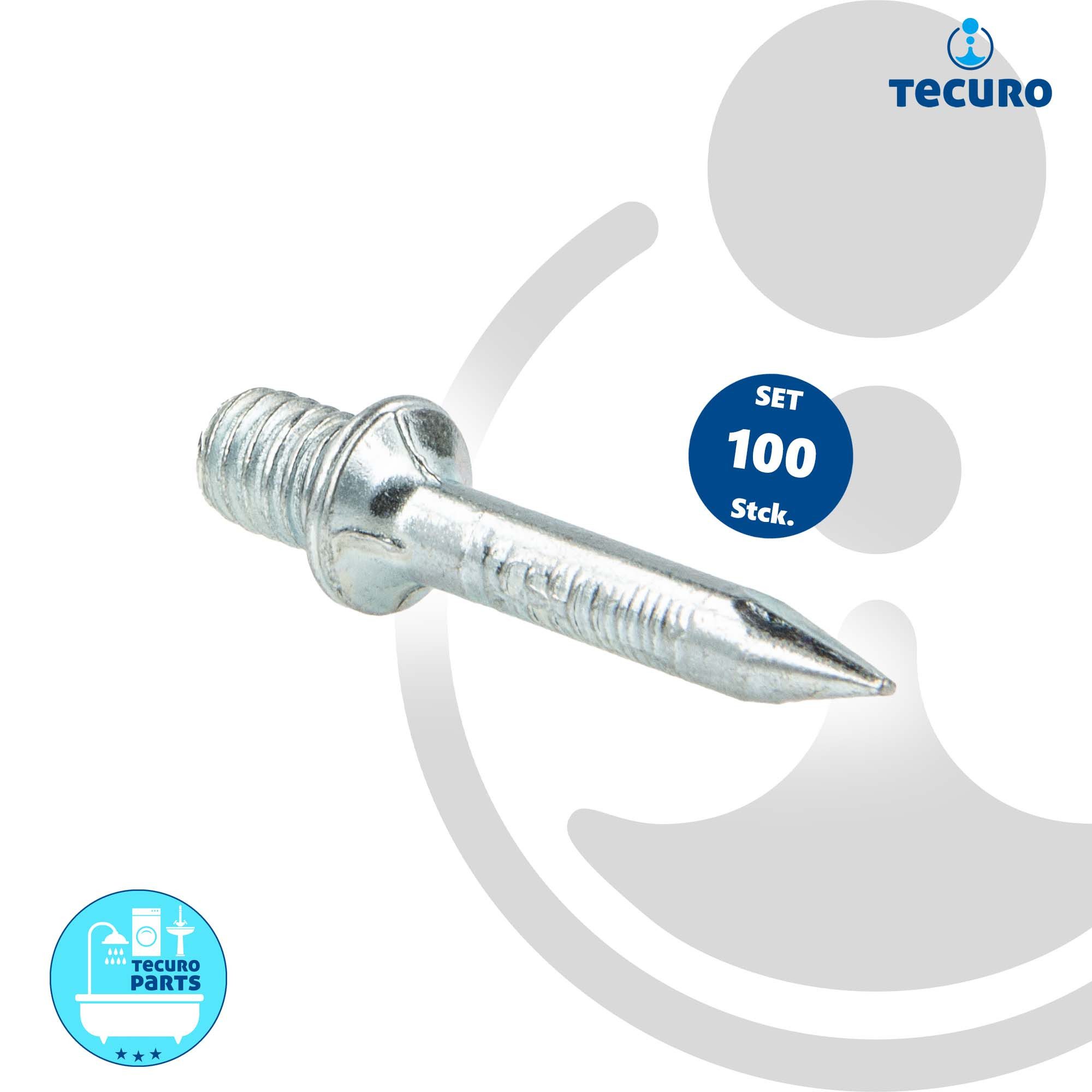 tecuro Lochband Einschlagschraubdübel -nägel mit Gewinde M6, gehärtet, VPE 100 Stück