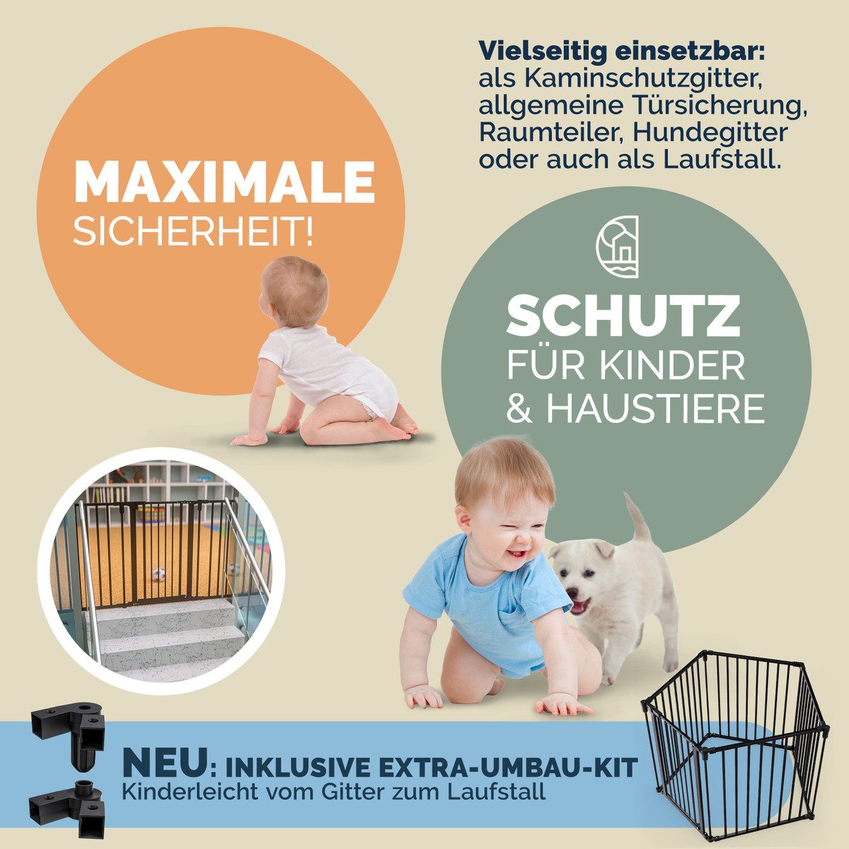 Casaria Fireplace Gate, Fireplace Safety Gate with Lock, Foldable, 306x76cm, Barrier Gate