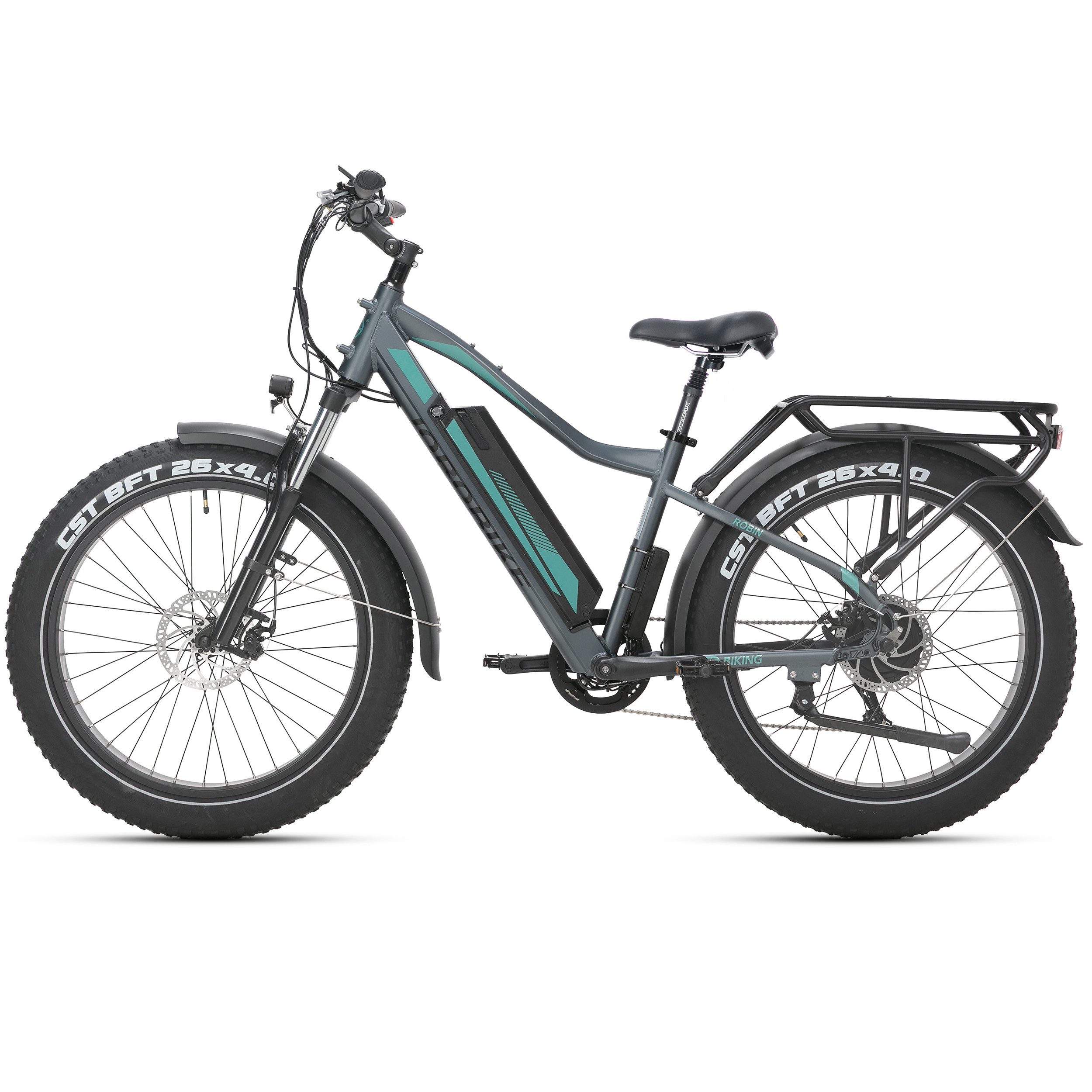JOBOBIKE E-Bike Mountainbike 26 x 4,0 Zoll, 180km, 80 Nm, Elektrofahrrad für Damen Herren, Offroad, 8 Gang Shimano, Kettenschaltung, Heckmotor, 960 Wh, max. 80 Nm, 5 Stufen, Federgabel, Gefederte Sattelstütze, MTB