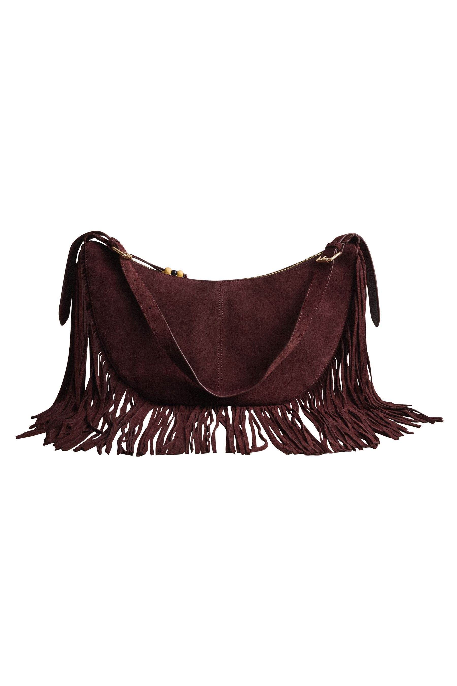 Umhängetasche N. Premium Schultertasche aus Leder mit Fransen
