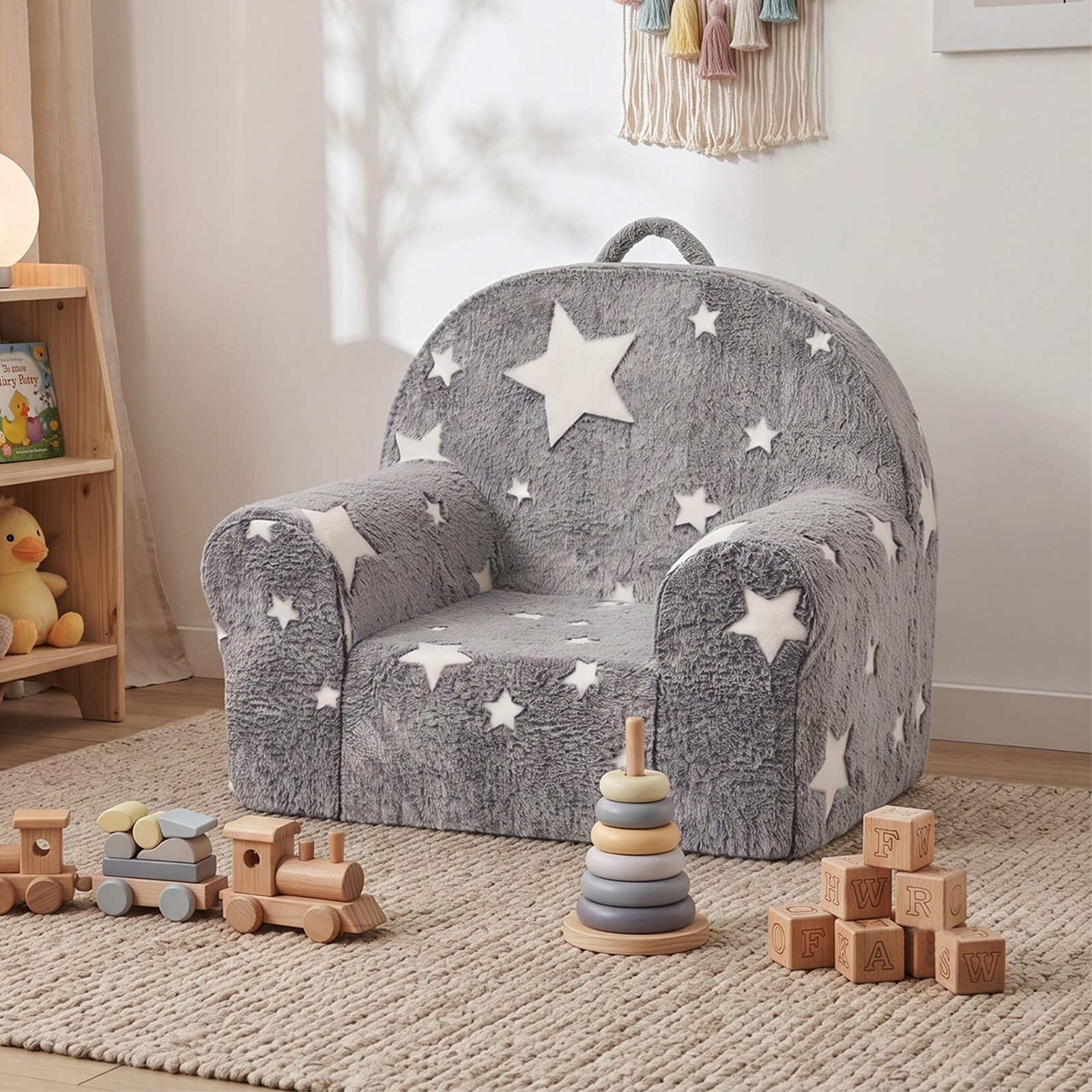 Jiexi Kindersofa Kindersessel Leuchtet im Dunkeln mit Sternen Plüsch Kindersofa
