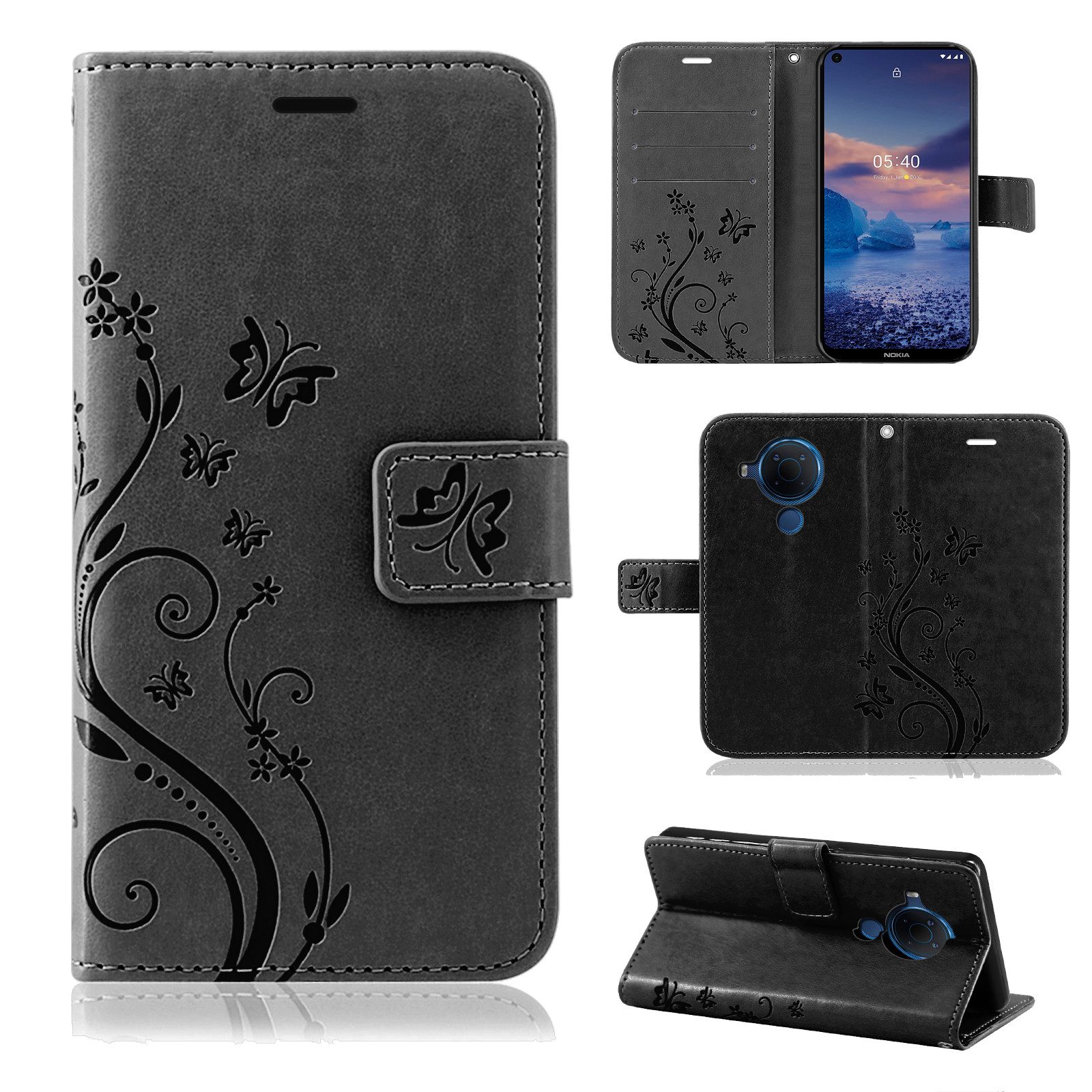 betterfon Handyhülle Handytasche für Nokia 5.4 Buchhülle Case Schutz Schale Etui Wallet, Wallet Case mit Kartenfächern Magnetverschluss und weicher Innenhülle