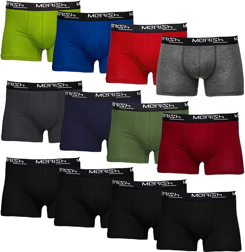 MERISH Boxershorts MERISH Boxershorts Herren 12er Pack S-5XL Unterwäsche Unterhosen Männe (Spar-Set)
