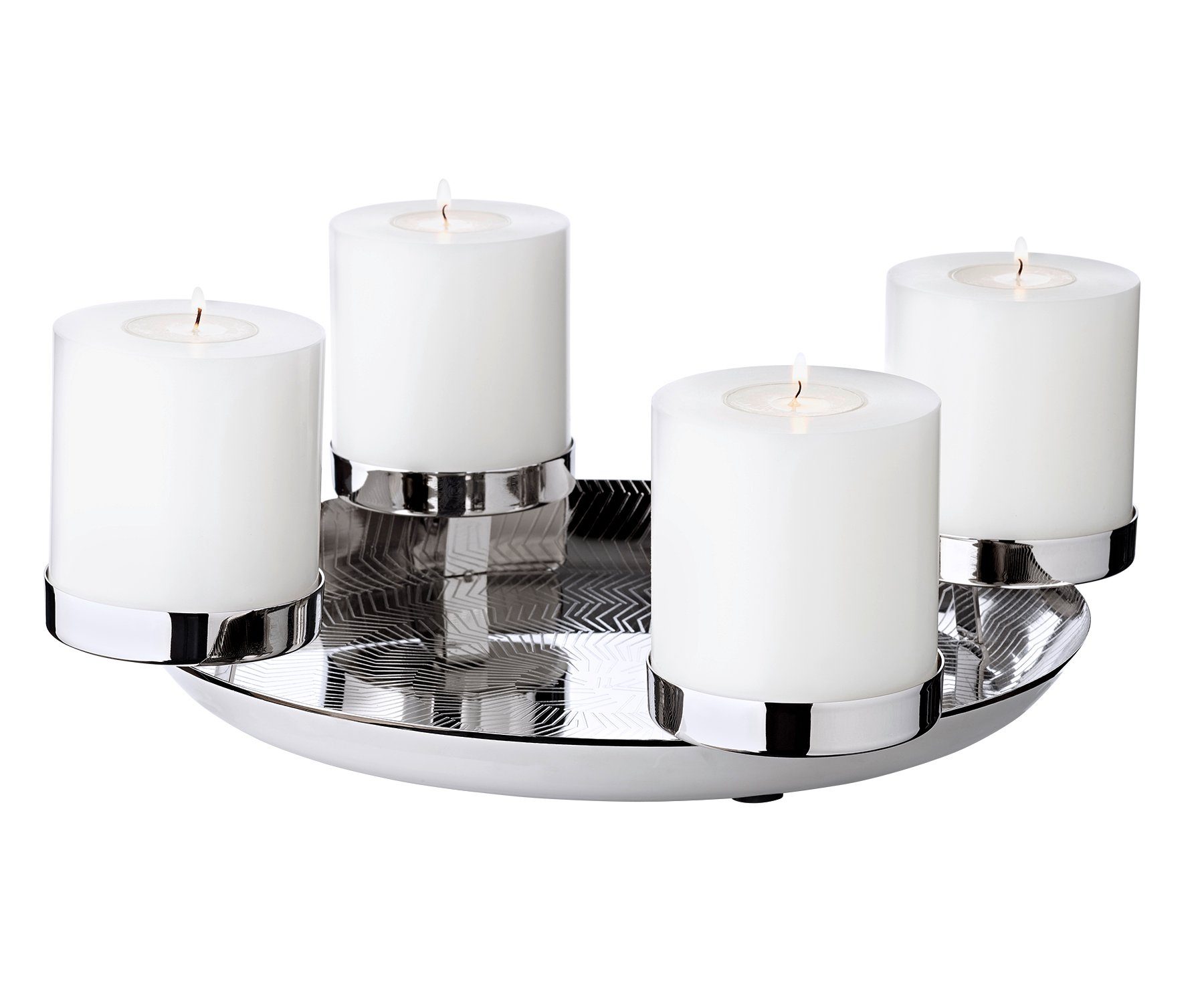mit (36 Adventskranz EDZARD cm) für Adventsleuchter Kerzen, Kaya, 4 Kerzenkranz Silber-Optik